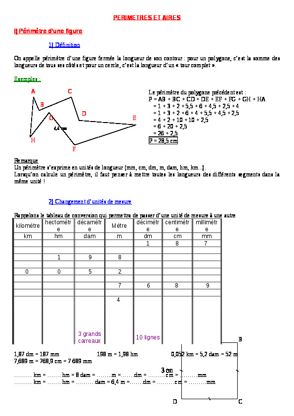 Perimetres Et Aires Docx Biology Forums Resource Library