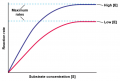 Influence of substrate concentration on the rate of an enzyme-catalyzed reaction.