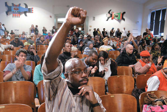 One indication of the remarkable transformation of Harlem is town hall meetings. This one was held ...