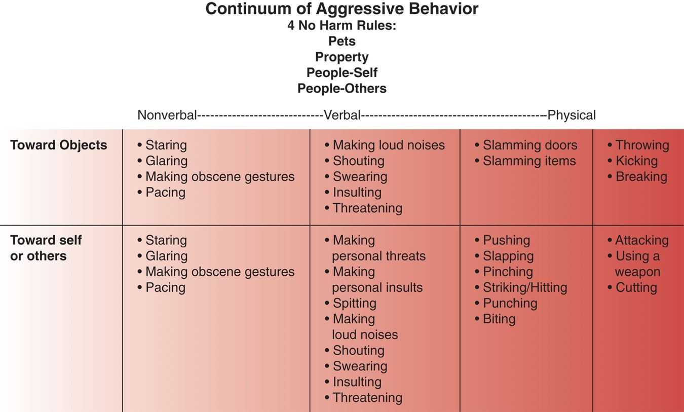 Continuum of aggression. Based on an unpublished figure by Joanne DeSanto Iennaco.