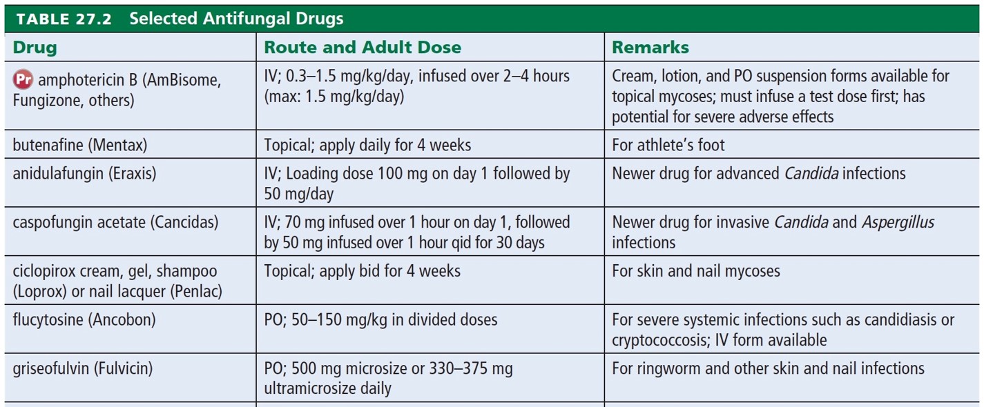 Selected Antifungal Drugs 