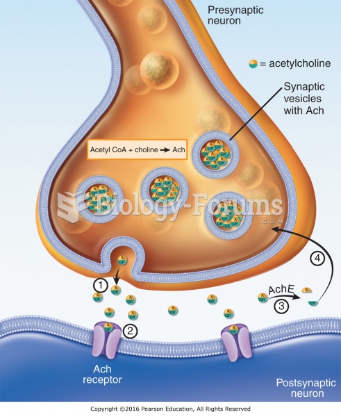 Life cycle of acetylcholine (Ach): (1) Ach is released into the synaptic cleft; (2) Ach binds to ...