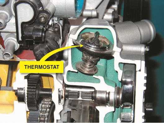 The coolant temperature is controlled by the thermostat, which opens and allows coolant to flow  to ...