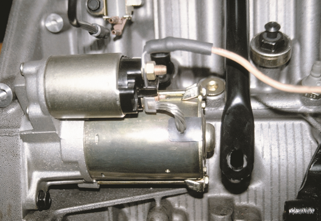 A typical solenoid-operated starter.