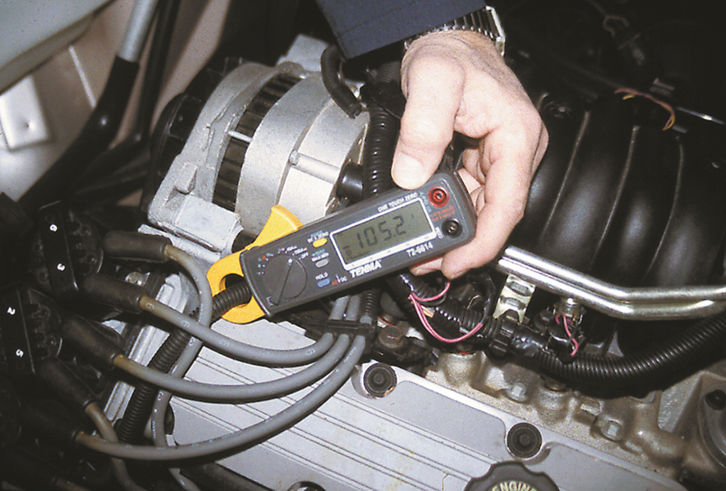 A mini clamp-on digital multimeter  can be used to measure alternator output and unwanted AC current ...