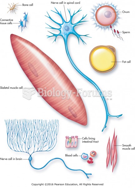 Various types of cells within the human body.