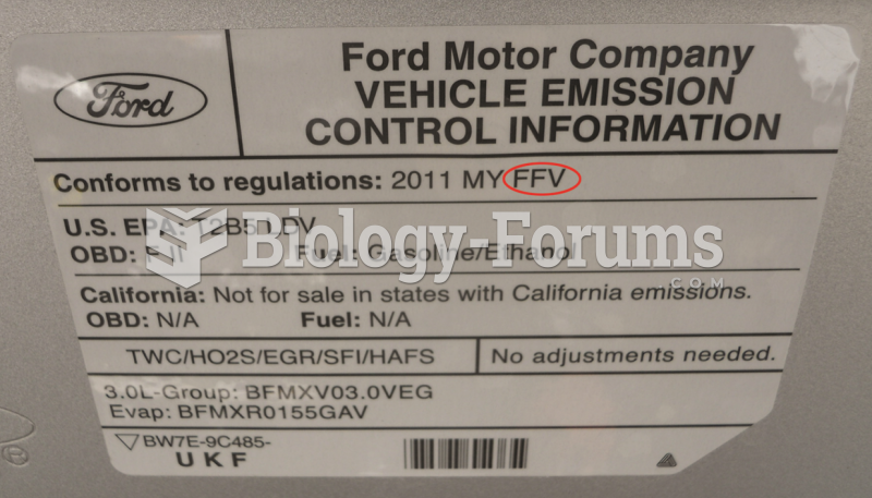 A vehicle emission control information (VECI) sticker on a flexible fuel vehicle.