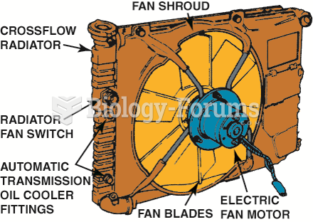 A typical electric cooling fan assembly showing the radiator and related components.