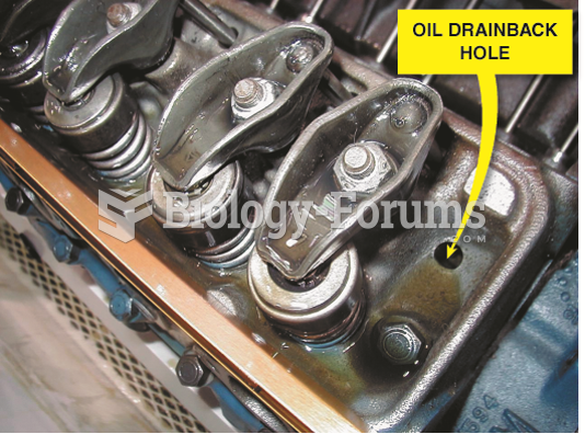 Oil is sent to the rocker arms on this Chevrolet V-8 engine through the hollow pushrods. The oil ...