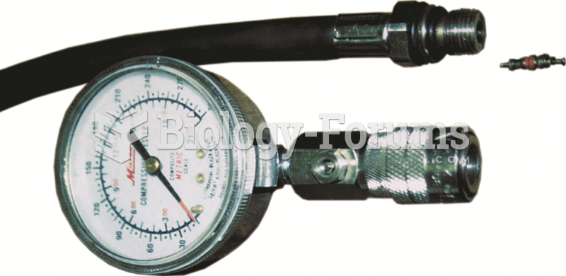 A two-piece compression gauge set.  The threaded hose is screwed into the spark plug hole after ...