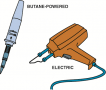 Electric and butane-powered soldering guns used to make electrical repairs. Soldering guns  are sold ...
