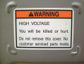 A warning label on a Honda hybrid  warns that a person can be killed due to the  high-voltage ...
