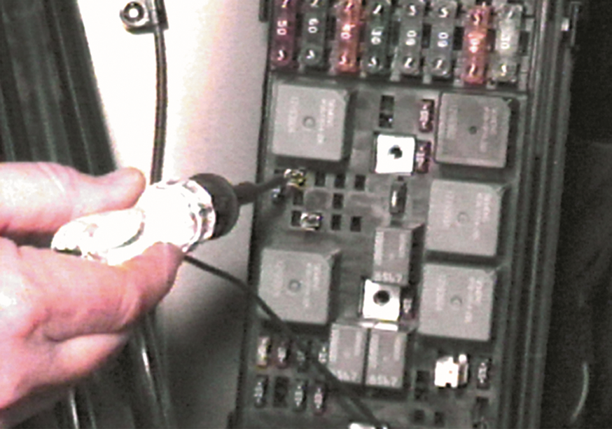 Use the test light to check for voltage at terminal 30  of the relay. The ignition may have to be in ...