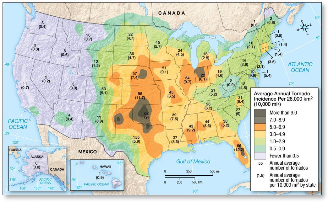 The Location and Timing of Tornadoes