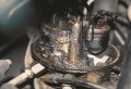 A clogged PCV system caused the engine oil fumes to be drawn into the air cleaner assembly.  This is ...