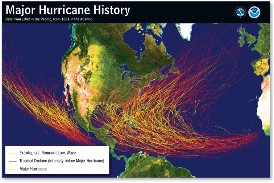 Hurricane Paths: Major Hurricane History 