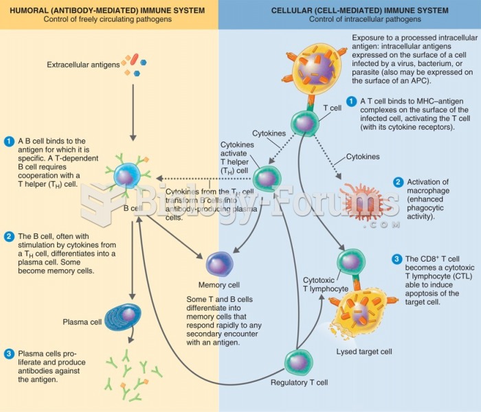 T cells are of three general types: (1) helper T cells that secrete cytokines, which upregulate the ...