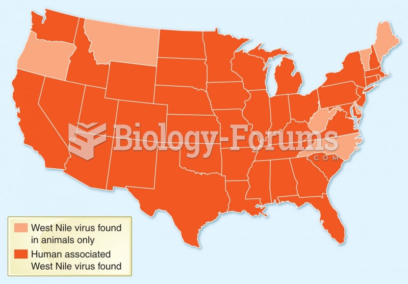 Map depicting the 2010 West Nile virus infections.