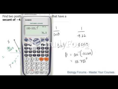 How to find two positive angles less than 360° for a reciprocal trigonometric function (secant)