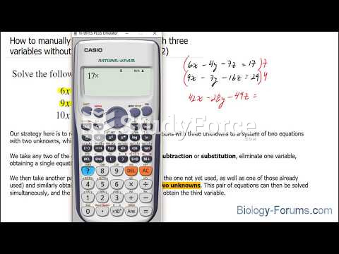 How to manually solve a linear system with three variables without matrices (Question 1 of 2)