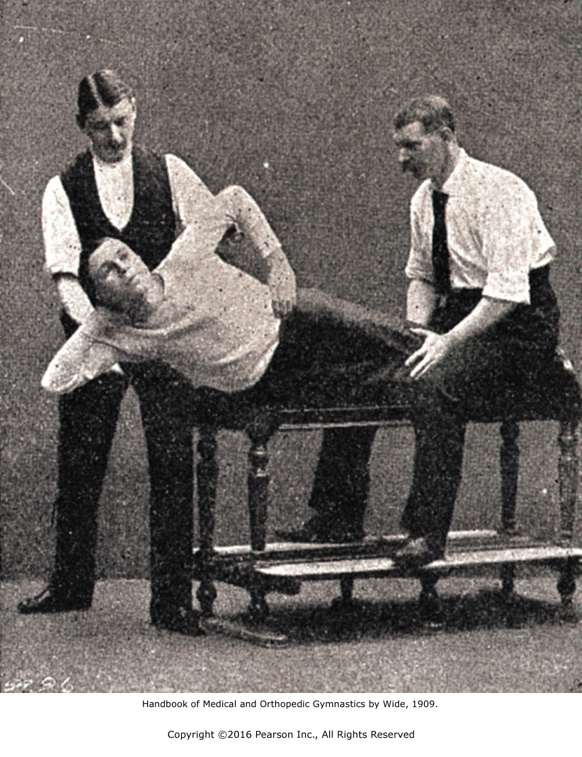 Medical Gymnasts Assist Patient in Performing Movements, 1909.