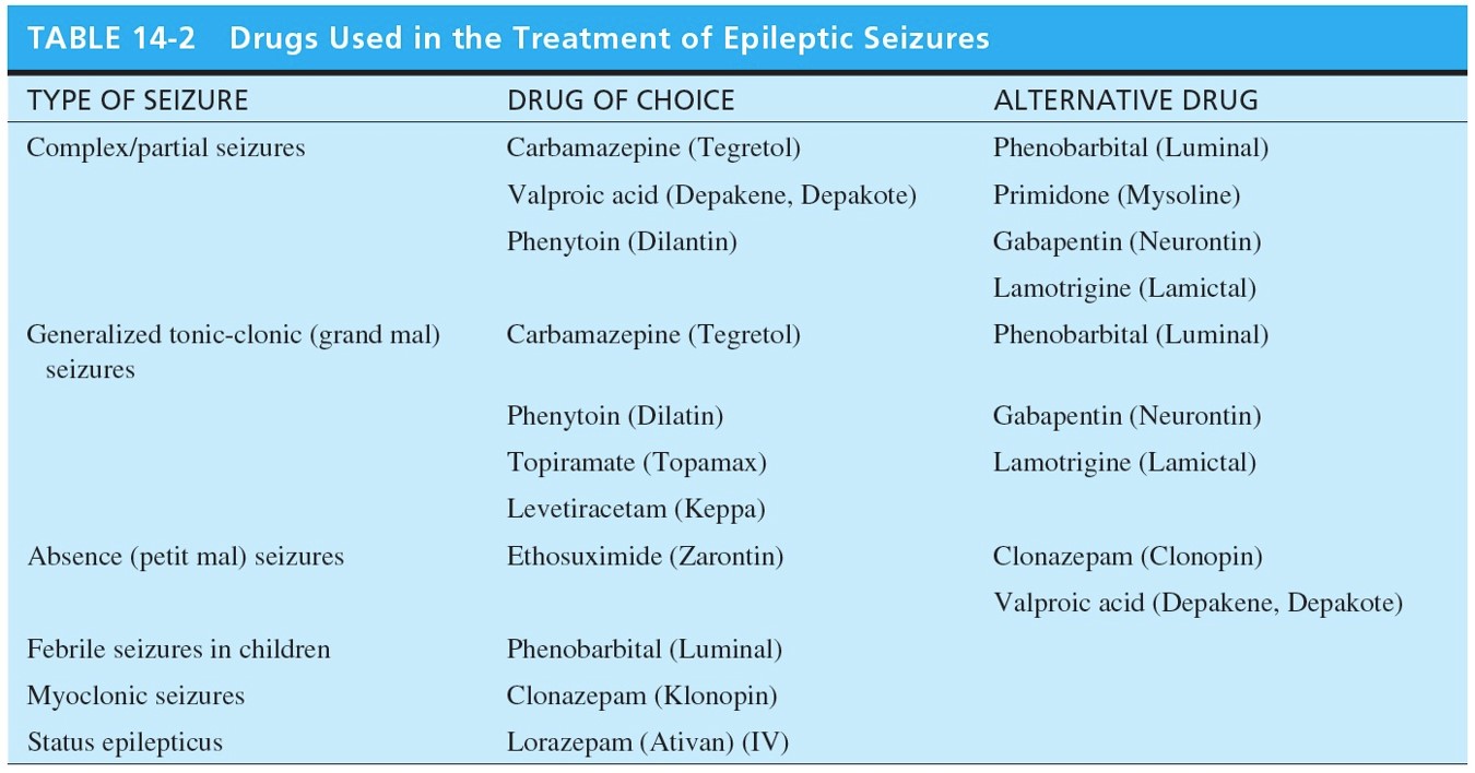 Drugs Used in the Treatment of Epileptic Seizures 