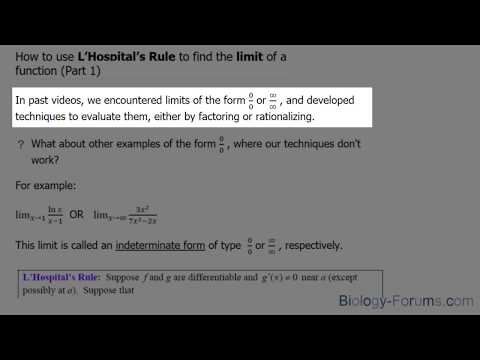 How to use L’Hospital’s Rule to find the limit of a function (Part 1)