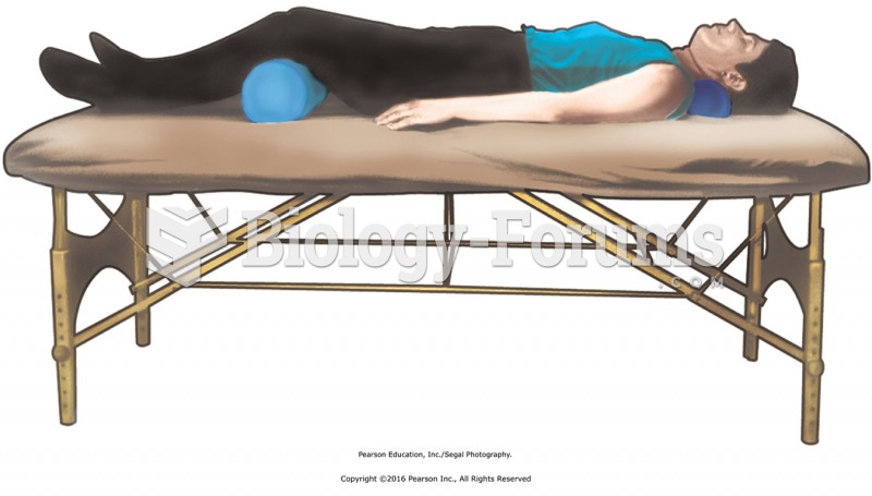 Supine position. Placement of bolsters under the knees and neck.