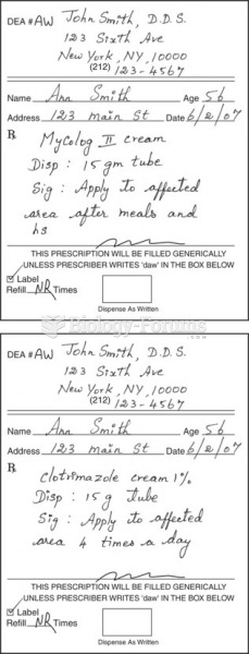 Sample prescriptions of drugs for oral fungal infections.