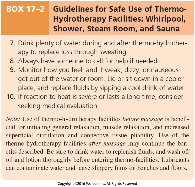 Guidelines for Safe Use of Thermo- Hydrotherapy Facilities: Whirlpool, Shower, Steam Room, and Sauna ...