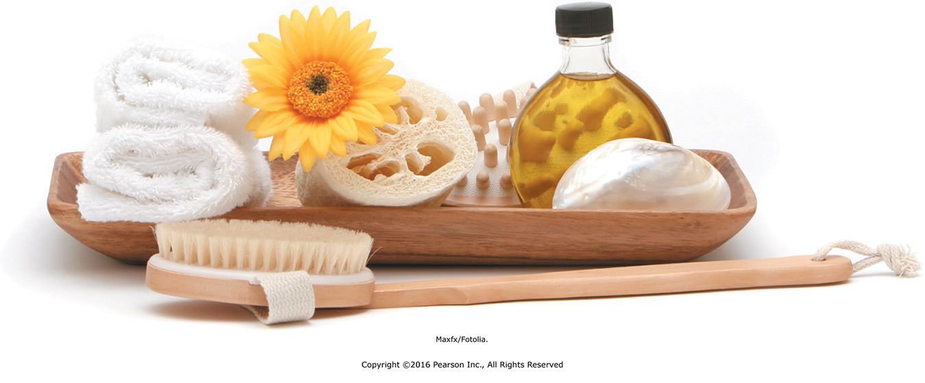 Equipment and supplies needed for manual exfoliation using natural substances.