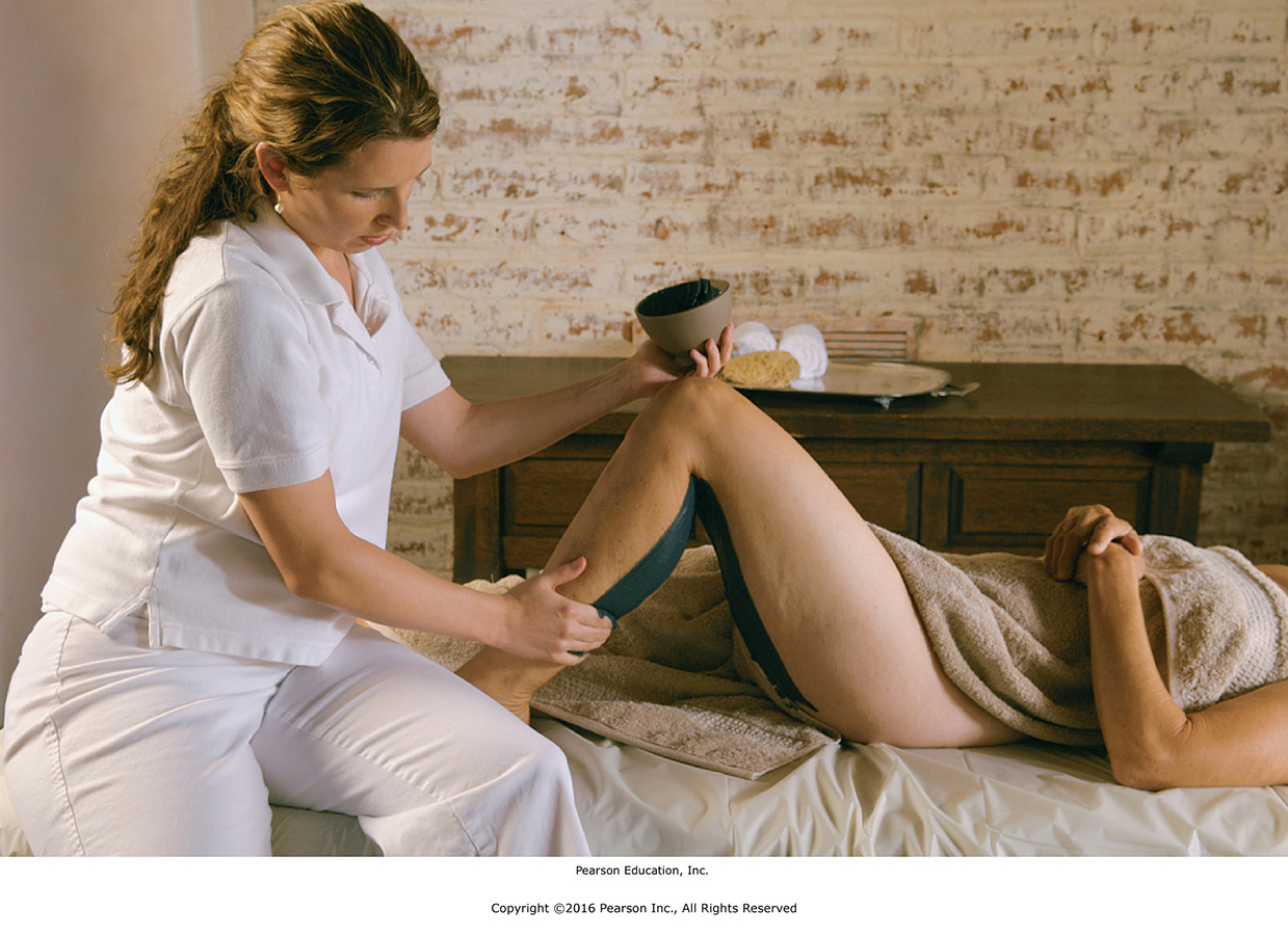 Apply the substance to the client’s posterior leg with one smooth stroke. To stabilize the ...