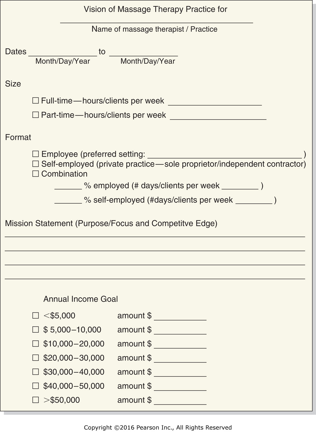 Vision worksheet.