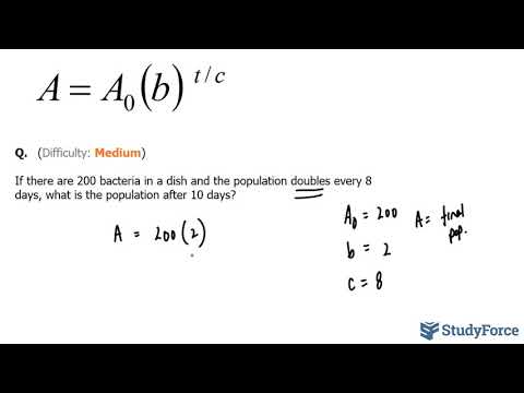 How to solve an exponential growth problem involving bacterial growth (Question 1) 