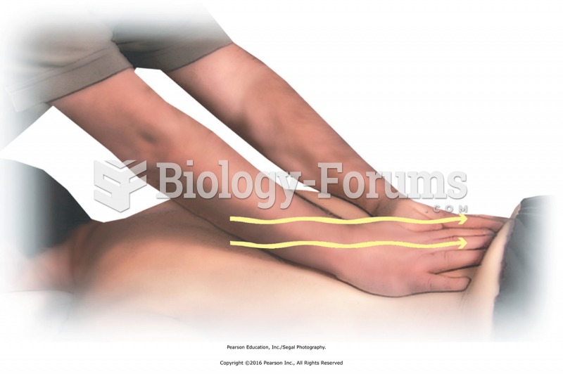 Rhythmic sliding compression down both sides of the spine, with palmar friction back up to ...