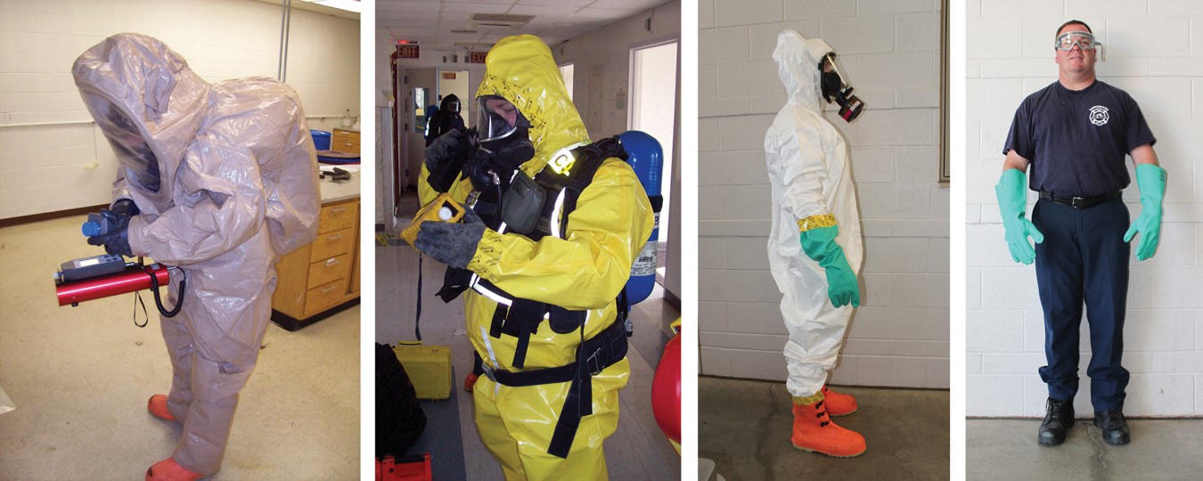 The four levels of PPE according to the EPA (from left to right): Level A, Level B, Level C, and ...