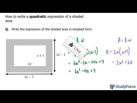  How to write a quadratic expression of a shaded area