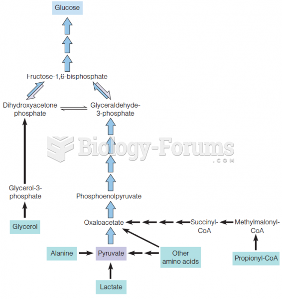 Outline of pathways for glucose synthesis from the major gluconeogenic precursors