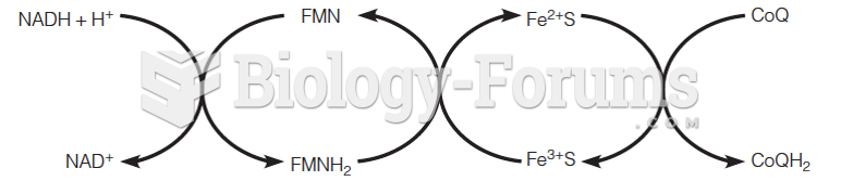 The overall reaction catalyzed by the NADH dehydrogenase complex