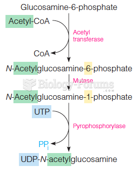 Biosynthesis of UDP-N-acetylglucosamine from glucosamine-6-phosphate
