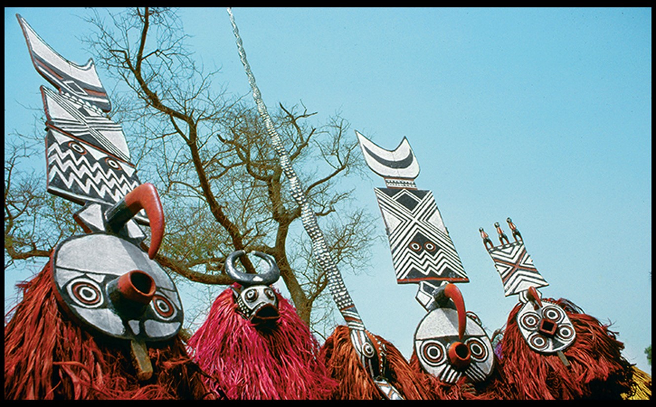 Three Plank Masks, Buffalo Mask, and Serpent Mask Performing in the Town Of Dossi