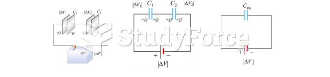 Capacitors in series and an equivalent capacitor