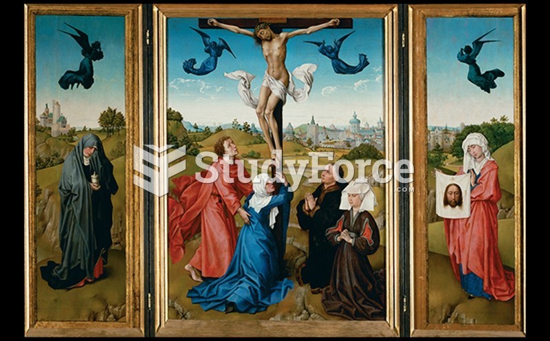 CRUCIFIXION TRIPTYCH WITH DONORS AND SAINTS