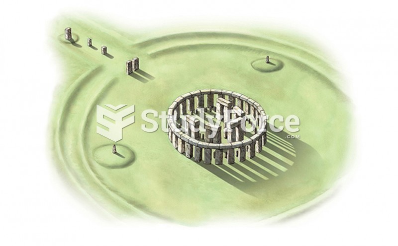 Reconstruction Drawing Of Stonehenge From The Air