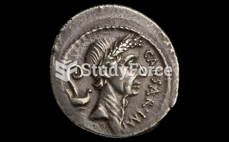 Denarius with Portrait of Julius Caesar
