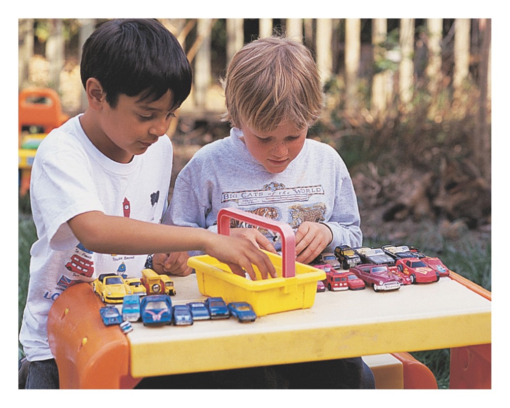 School-age children enjoy classifying objects