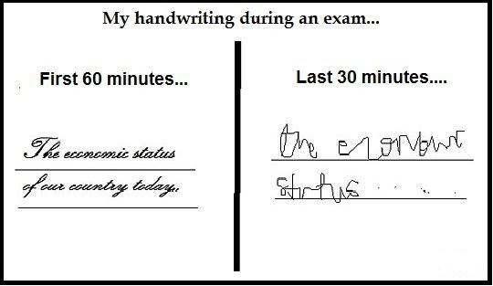 Handwriting during exams