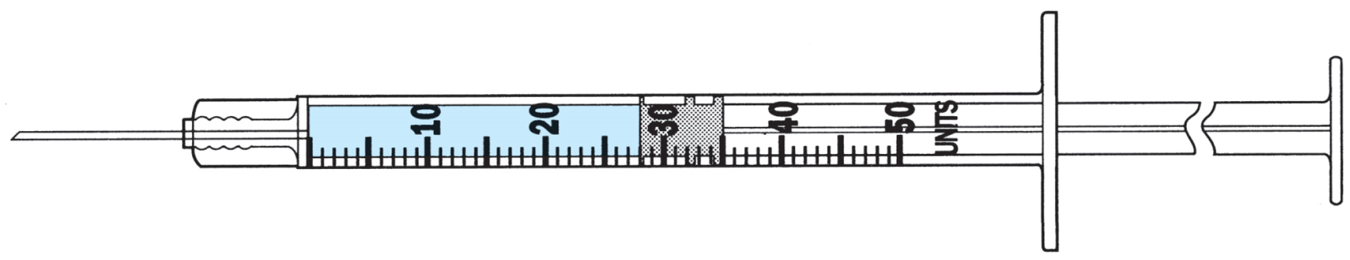 A Partially Filled 50-Unit Insulin Syringe