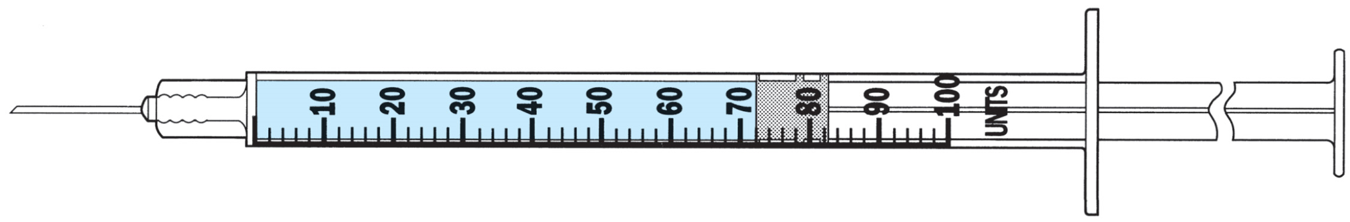 A Partially Filled 100-Unit Insulin Syringe