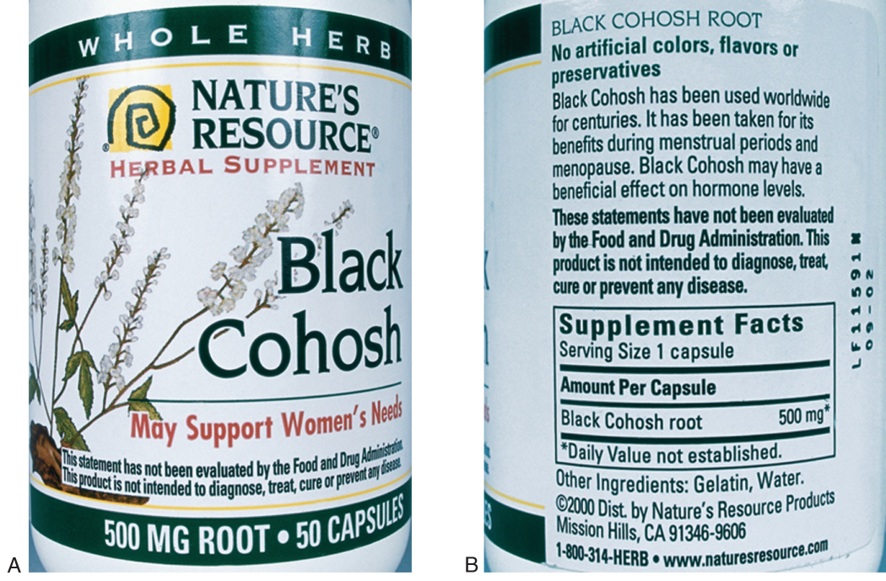 Labeling of black cohosh